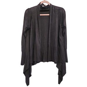Black light weight cardigan with cascading draped front
